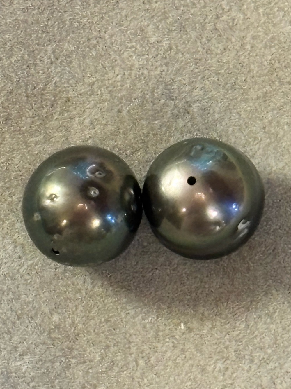 Black Peacock Pearl Pair Loose Cultured Pearls Semi Baroque Jewelry Supply Gems